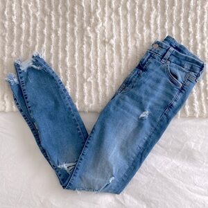 &DENIM Super Skinny High Waist Distressed Jeans